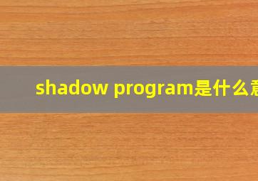 shadow program是什么意思